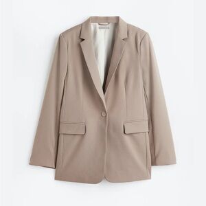 H&M- single breasted blazer jacket button front workwear tan khaki. Sz Small